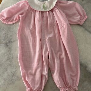 Pink Gingham Chabre Baby Romper
